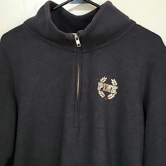 Victorias Secret Pink LEOPARD SEQUINS BLING Half Quarter Zip Sweatshirt M RARE - Picture 4 of 8
